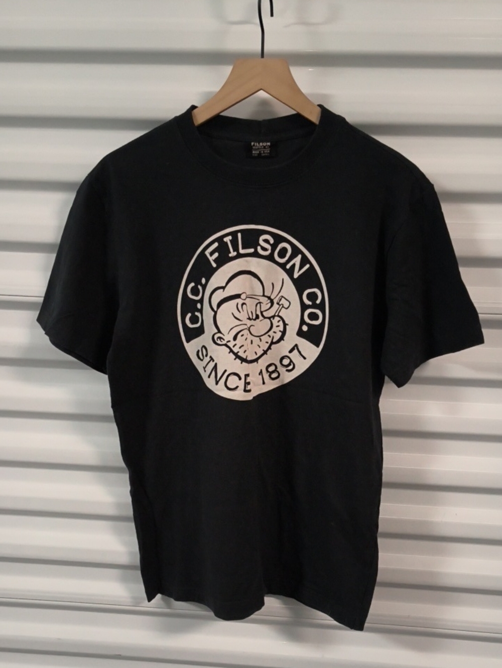 CC Filson x Popeye Graphic Black Limited Edition Short Sleeve T-Shirt Men's S